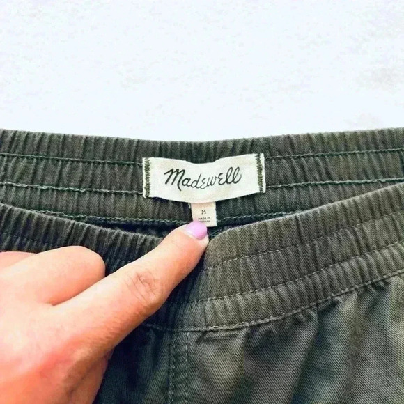 MADEWELL Army Green Cotton Elastic Highrise Side Tie Soft Board Shorts Size M - Picture 10 of 13